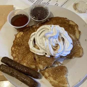 Alpine Cafe - James's plain pancakes off of the breakfast menu, it was great! - Juice Bars & Smoothies Near Me - Helen, Georgia