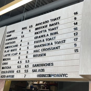 In Common NYC - Menu - Cafes Near Me - New York, New York