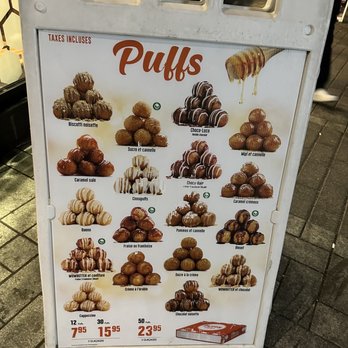 Mr. Puffs - menu -- there's more but i forgot to take a picture - Desserts Near Me - Vieux-Montreal, Quebec Mr. Puffs - menu -- there's more but i forgot to take a picture - Desserts Near Me - Vieux-Montreal, Quebec