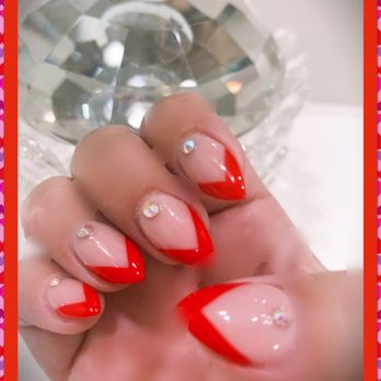 Rainbow Nail & Spa - Red tip nails, perfect sharp length, great pricing, fast, kind people, GorgeousBest nails  in Maui so far Family business to - Nail Salons Near Me - Kahului, Hawaii