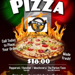 Stews Place - Hand Crafted Pizza!        Dine in, Take Out or Take N Bake.