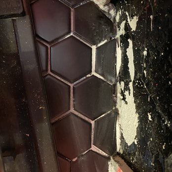 LA Carpet - Bad shower floor tile installation Huge gaps because tile pieces were cut manually . Tile pieces are uneven. - Flooring Near Me - Rancho Cucamonga, California