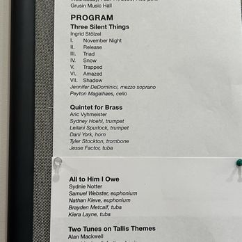 Grusin Music Hall - The program we attended - Performing Arts Near Me - Boulder, Colorado