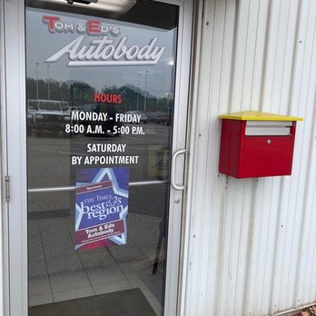Tom & Ed's Autobody of Burns Harbor - Tom & Ed's Autobody in Burns Harbor - Entrance Door & Hours Signage at Tom & Ed's Autobody - Body Shops Near Me - Burns Harbor, Indiana Tom & Ed's Autobody of Burns Harbor - Tom & Ed's Autobody in Burns Harbor - Entrance Door & Hours Signage at Tom & Ed's Autobody - Body Shops Near Me - Burns Harbor, Indiana