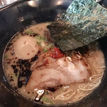 JINYA Ramen Bar - Calgary - Black Ramen - comes with the ajitsuke tamago (flavored hard boiled egg) which is gooey and delicious - Ramen Near Me - Calgary, Alberta JINYA Ramen Bar - Calgary - Black Ramen - comes with the ajitsuke tamago (flavored hard boiled egg) which is gooey and delicious - Ramen Near Me - Calgary, Alberta