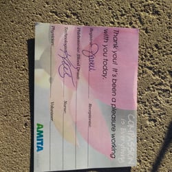 Westmont Imaging Center - Thank you slip I received from Westmont Imaging facility after my visit.
