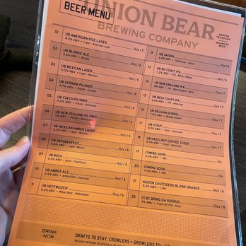 Union Bear Brewing - Beer Menu - Breweries Near Me - Denton, Texas Union Bear Brewing - Beer Menu - Breweries Near Me - Denton, Texas