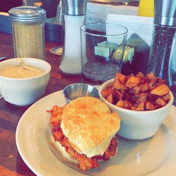 Counter Cafe West Campus - Chicken biscuit with potatoes and gravy - Breakfast & Brunch Near Me - Austin, Texas
