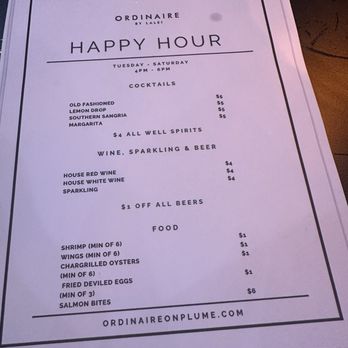 Ordinaire - Happy hour menu - Seafood Near Me - Norfolk, Virginia Ordinaire - Happy hour menu - Seafood Near Me - Norfolk, Virginia