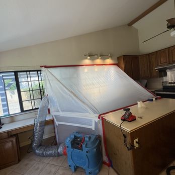 All Pro Environmental Solutions - Kitchen containment for sink area mold remediation with negative air hepa filtration - Damage Restoration Near Me - Cypress, California