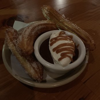 Terra Plata - 4 churros for dessert. They were a little bit too flaky and felt apart in your hand when you took a bite. - New American Near Me - Seattle, Washington Terra Plata - 4 churros for dessert. They were a little bit too flaky and felt apart in your hand when you took a bite. - New American Near Me - Seattle, Washington
