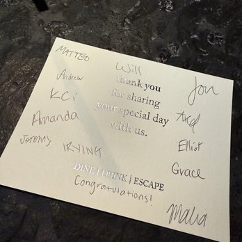 Nick's San Clemente - Thoughtful Congratulations card that made the night extra special. - American Near Me - San Clemente, California