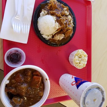 Grace's Inn - A mini turkey with stuffing and beef stew bowl with a medium drink. - Fast Food Near Me - Honolulu, Hawaii