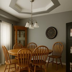 Morris Painting & Renovations - Dining room with tres ceiling painted.  No popcorn ceiling!!