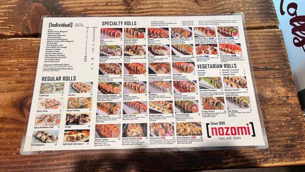 Menu photo 8 Nozomi La Jolla, CA