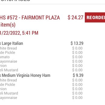 Firehouse Subs - Proof of order and amount - Delis Near Me - White Hall, West Virginia