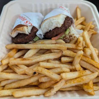 Baby's Burgers - Au Natural is just two sausage patty sliders - Burgers Near Me