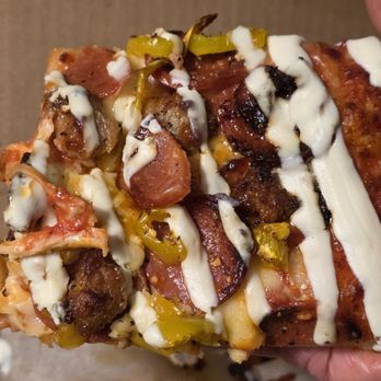 One Pie Pizza - QTR Sheet (6 slices) Cheese, Pepperoni, Italian Sausage, Banana Peppers, Ricotta Cheese Pizza - Pizza Near Me - West Seneca, New York One Pie Pizza - QTR Sheet (6 slices) Cheese, Pepperoni, Italian Sausage, Banana Peppers, Ricotta Cheese Pizza - Pizza Near Me - West Seneca, New York