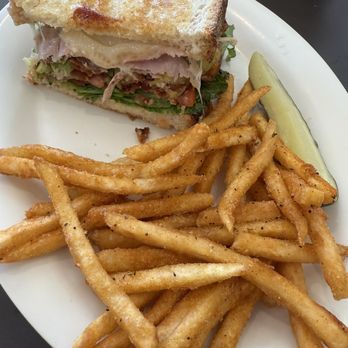 Eggs Up Grill - Turkey Avo Club $14+. Other 1/2 was shared on another plate. Way too much mayo gushed out!! - Breakfast & Brunch Near Me - Blacksburg, Virginia Eggs Up Grill - Turkey Avo Club $14+. Other 1/2 was shared on another plate. Way too much mayo gushed out!! - Breakfast & Brunch Near Me - Blacksburg, Virginia