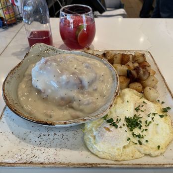 First Watch - Turkey sausage gravy and biscuits, eggs, potatoes - American Near Me - Aurora, Colorado First Watch - Turkey sausage gravy and biscuits, eggs, potatoes - American Near Me - Aurora, Colorado