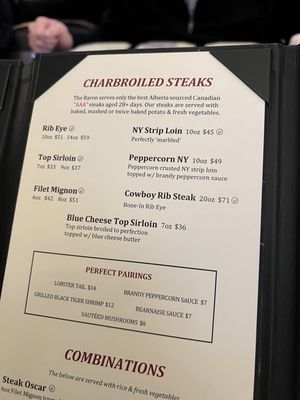 Menu photo 4 The CattleBaron Steakhouse & Bar Calgary, AB Menu photo 4 The CattleBaron Steakhouse & Bar Calgary, AB