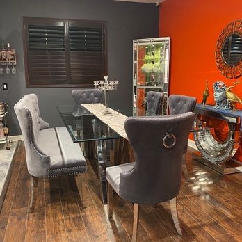 Design Interior Furnishings - Dining room: dining table, chairs, console table, and curio - Interior Design Near Me - corona, California Design Interior Furnishings - Dining room: dining table, chairs, console table, and curio - Interior Design Near Me - corona, California