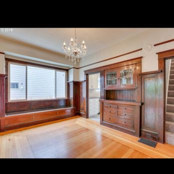 Rybak and Company - Fresh stain on original 1920s walnut wainscoting and sanded orginal hardwood with clear coat stain - General Contractors Near Me - Camas, Washington Rybak and Company - Fresh stain on original 1920s walnut wainscoting and sanded orginal hardwood with clear coat stain - General Contractors Near Me - Camas, Washington