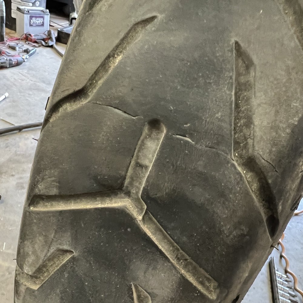Manufacturing defective cracks in HD Dunlop tire. Manufacturing defective cracks in HD Dunlop tire.