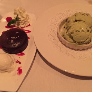 Mohawk House - My favorite part. Molten chocolate cake and green tea chocolate chip ice cream. - New American Near Me - Sparta, New Jersey
