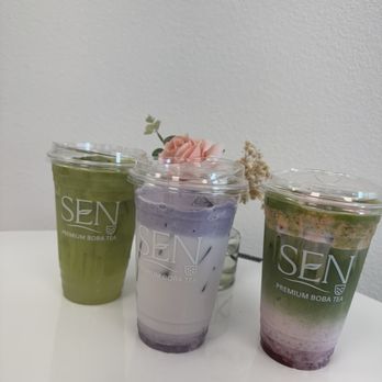 Sen - Coconut Matcha Cloud, Purple Taro Cloud, Strawberry Matcha - Bubble Tea Near Me - Lakewood, Washington