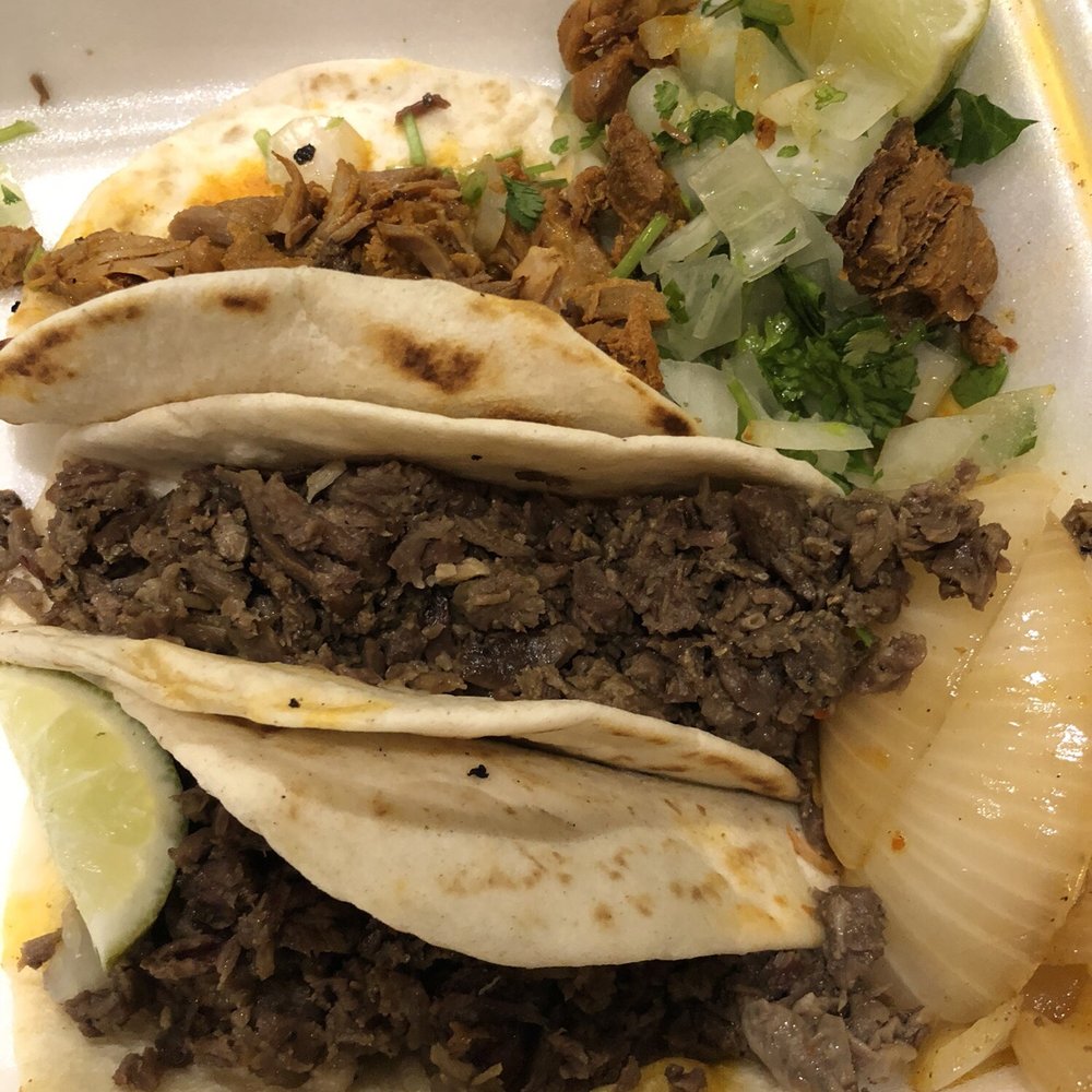 2 beef tacos/1 spicy pork 2 beef tacos/1 spicy pork