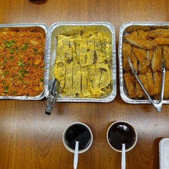 Palama Snack Corner - Party platters (small Kimchi Fried Rice, small Meat Jun, medium Chicken Katsu) - Korean Near Me - Honolulu, Hawaii