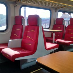 Tables & outlets, but the quiet car is a myth