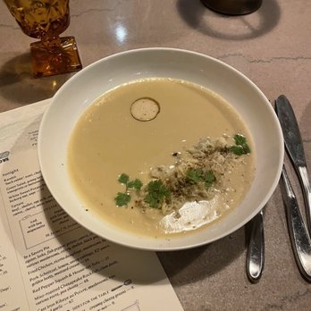 Woodberry Kitchen - White Sweet Potato Bisque, crab, worcestershire, hickory nut, sage - American Near Me - Baltimore, Maryland Woodberry Kitchen - White Sweet Potato Bisque, crab, worcestershire, hickory nut, sage - American Near Me - Baltimore, Maryland