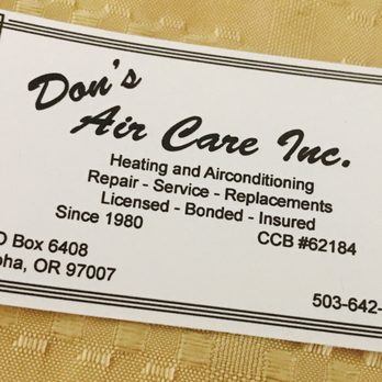 Don's Air Care - Heating & Air Conditioning/HVAC Near Me - Beaverton, Oregon Don's Air Care - Heating & Air Conditioning/HVAC Near Me - Beaverton, Oregon