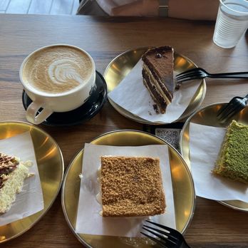 Sana'a Cafe - Sana'a latte, biscoff milk cake, dubai chocolate milk cake, coffee cake and kataifi - Coffee & Tea Near Me - Elk Grove, California