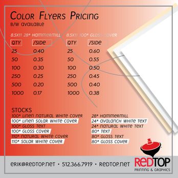 RedTop Printing - Color Flyers Pricing - Printing Services Near Me - Lakeway, Texas RedTop Printing - Color Flyers Pricing - Printing Services Near Me - Lakeway, Texas