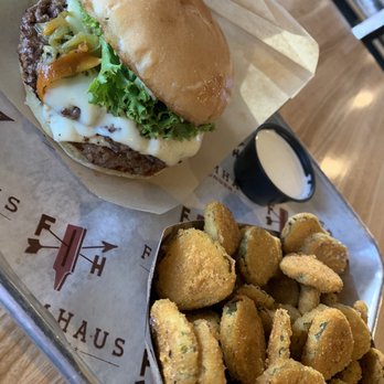 Farmhaus Burger - New Mexico Burger & pickle chips - Burgers Near Me - Augusta, Georgia