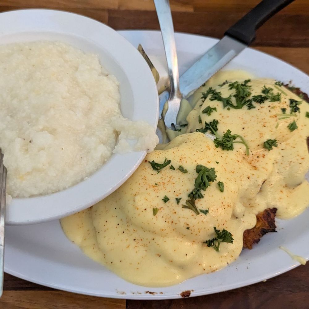 The Backyard - Eggs Benedict and grits - American Near Me - Seabrook, Texas The Backyard - Eggs Benedict and grits - American Near Me - Seabrook, Texas