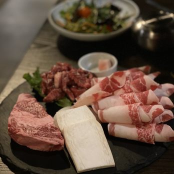 BORI - Spring Branch - Bori Beef (small) Left to right Ribeye, seasoned short ribs, and beef belly - Korean Near Me - Houston, Texas BORI - Spring Branch - Bori Beef (small) Left to right Ribeye, seasoned short ribs, and beef belly - Korean Near Me - Houston, Texas