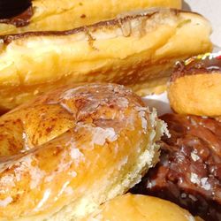 Happy's Donut Tree - Chocolate bar, chocolate sprinkle, cinnamon roll, and an apple fritter.