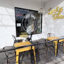 Lucky Goose - Seating area outside restaurant