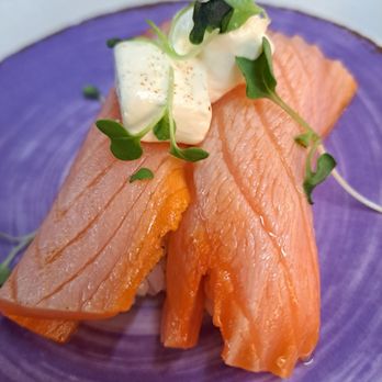 Kawa Revolving Sushi - Smoked salmon with cream cheese. Delicious - Conveyor Belt Sushi Near Me - Cincinnati, Ohio Kawa Revolving Sushi - Smoked salmon with cream cheese. Delicious - Conveyor Belt Sushi Near Me - Cincinnati, Ohio