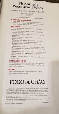 Menu photo 1 Fogo de Chão Pittsburgh, PA Menu photo 1 Fogo de Chão Pittsburgh, PA