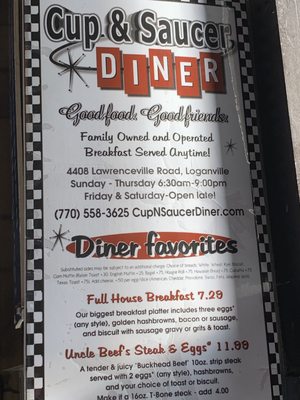 Menu photo 3 Cup & Saucer Diner Loganville, GA