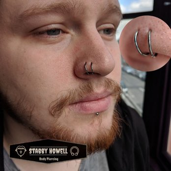 Stabby Howell - Double nostril jewellery change to two titanium seamless rings & a fully healed labret piercing I did for @potato_king96 cheers mate ! - Piercing Near Me - Harrogate, NYK Stabby Howell - Double nostril jewellery change to two titanium seamless rings & a fully healed labret piercing I did for @potato_king96 cheers mate ! - Piercing Near Me - Harrogate, NYK