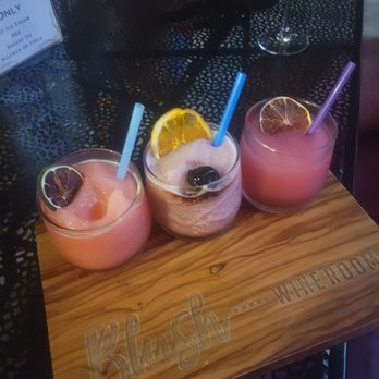 Blush Wine Room - Blush Flight (left to right): Blush Mojito, Old Fashioned, Prickly Pear Margarita. - Wine Bars Near Me - Wesley Chapel, Florida Blush Wine Room - Blush Flight (left to right): Blush Mojito, Old Fashioned, Prickly Pear Margarita. - Wine Bars Near Me - Wesley Chapel, Florida