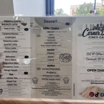 Corner Deli Cincy Cafe - Drinks and dessert menu - Cafes Near Me - Cincinnati, Ohio