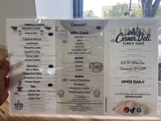 Menu photo 2 Corner Deli Cincy Cafe Cincinnati, OH