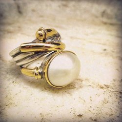 Gypsy Jewel - Pearl, 18k and Sterling Silver Ring